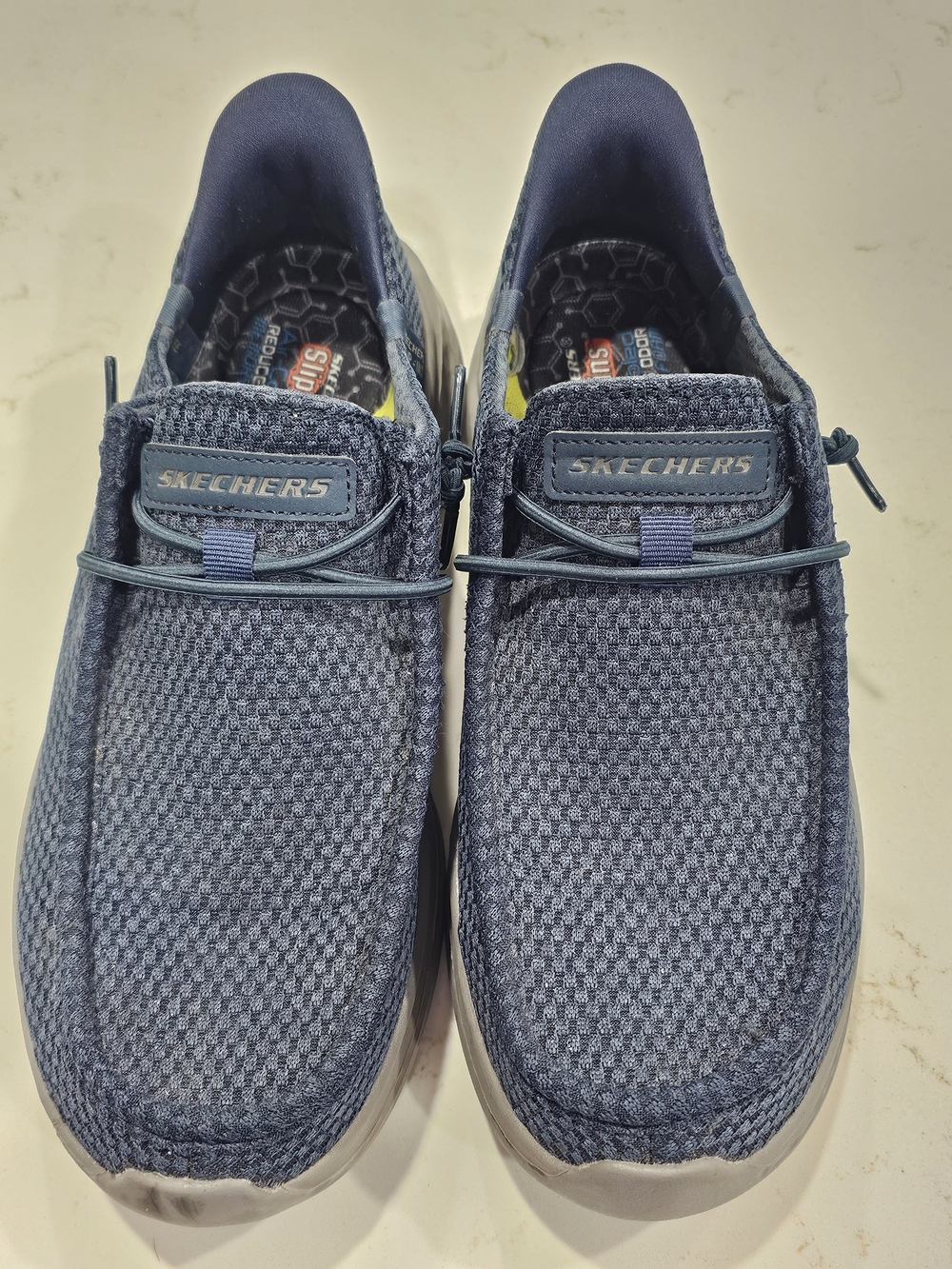Skechers Men's Breathable Slip-On Sneakers in Navy Blue